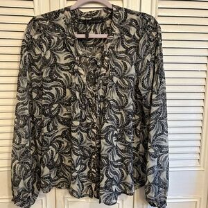 Patterson J. Kincaid Black and White Patterned Blouse